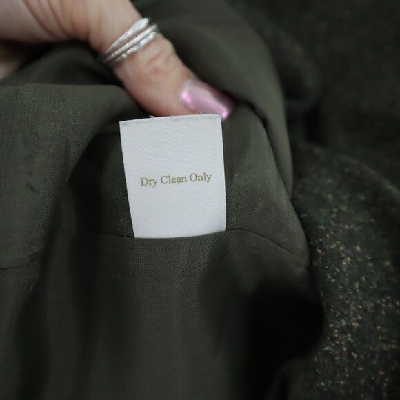 Caslon Silk Wool Overcoat Womens 8P Green Rich Auntie Core Quiet Luxury Academia - Picture 5 of 10